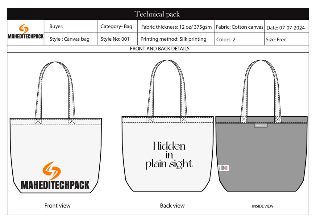 canvas bag tech pack