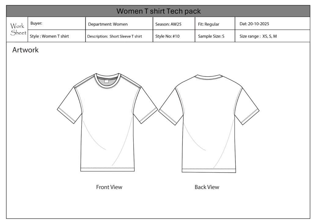 t shirt tech pack